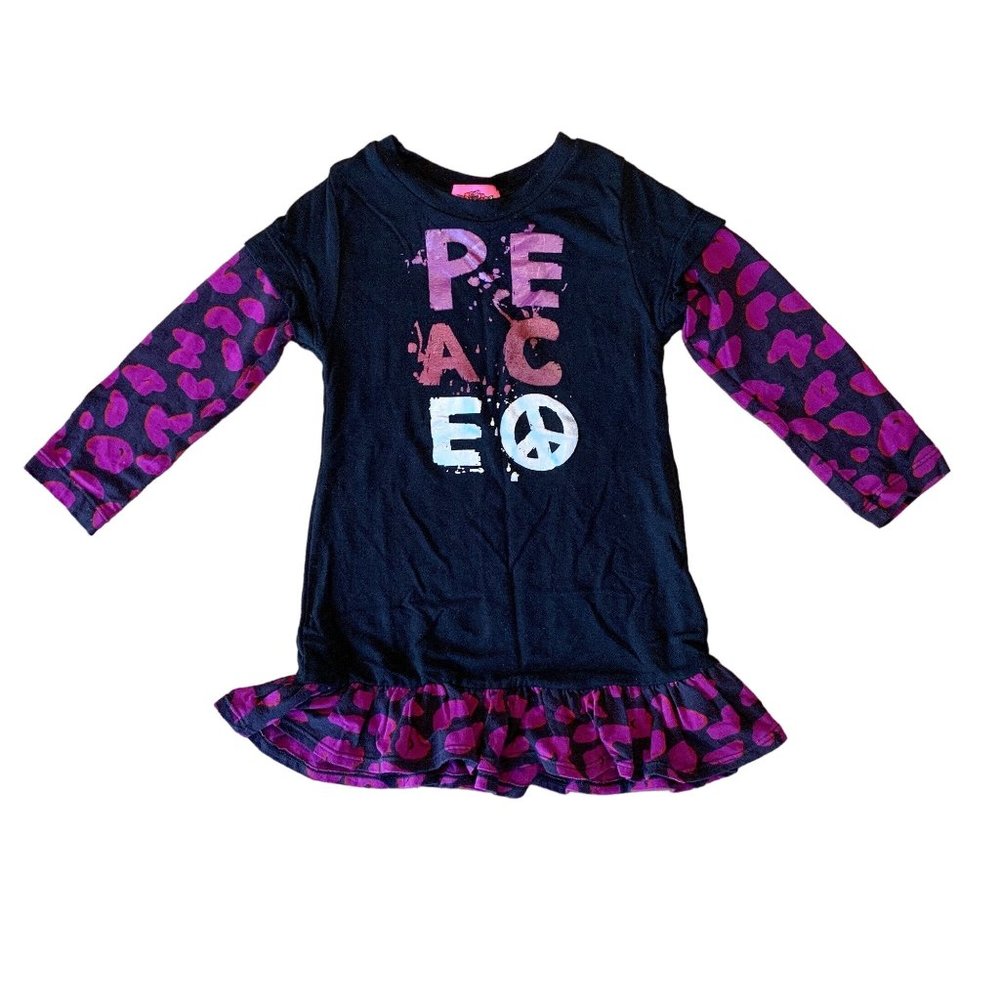 FLOWERS BY ZOE Baby Girls Dress 12 months Soft Black Peace Baby Dress Toddler